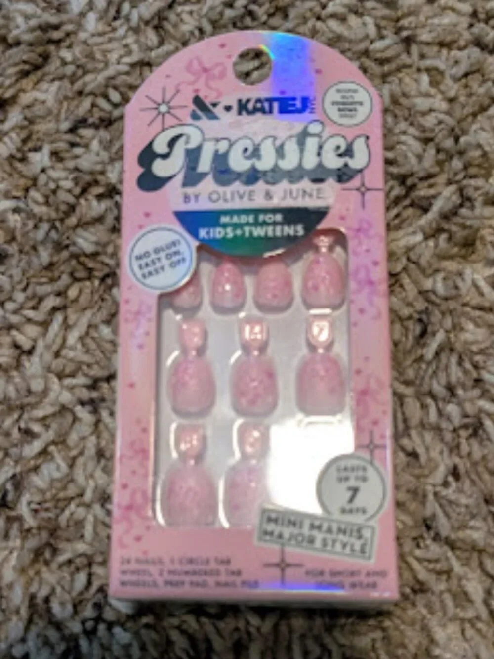 NIB Olive & June x KatieJ Pressies Press-On Nails Coquette Bows Kids Tweens